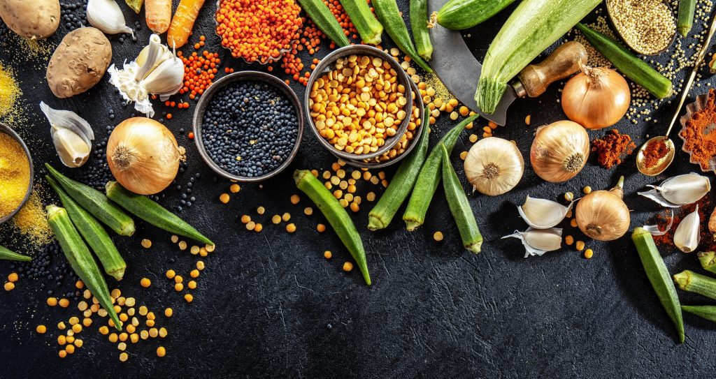 Variety of fresh tasty vegetables